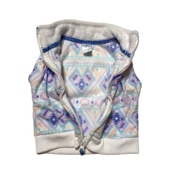 9 mth Girls Sherpa flannel vest zip front purple pink white Carter's Warm - Picture 3 of 6